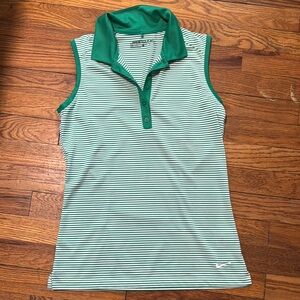 Like NEW! Nike Golf Green and White Striped Polo Tank, Small.